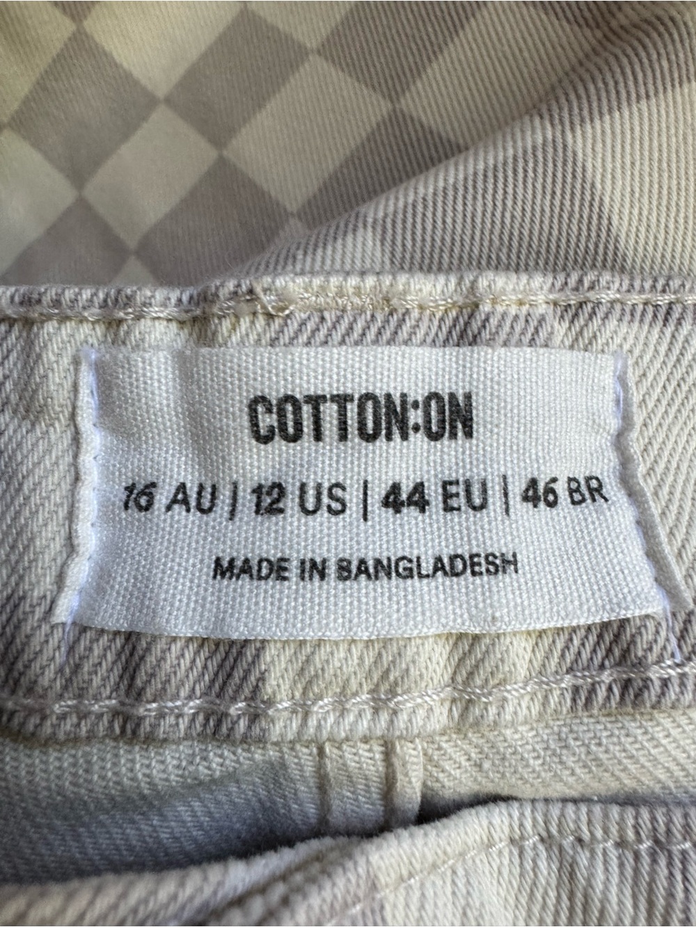 Cotton On Checkerboard High-Rise Jeans in Cream and gray 12 EUC - Picture 4 of 6